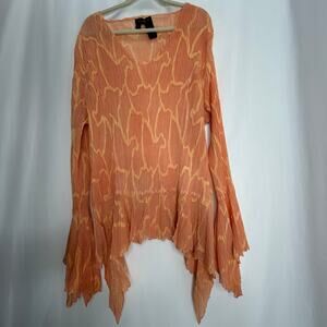Ashley Stewart boho fairy long sleeve blouse orange 3X